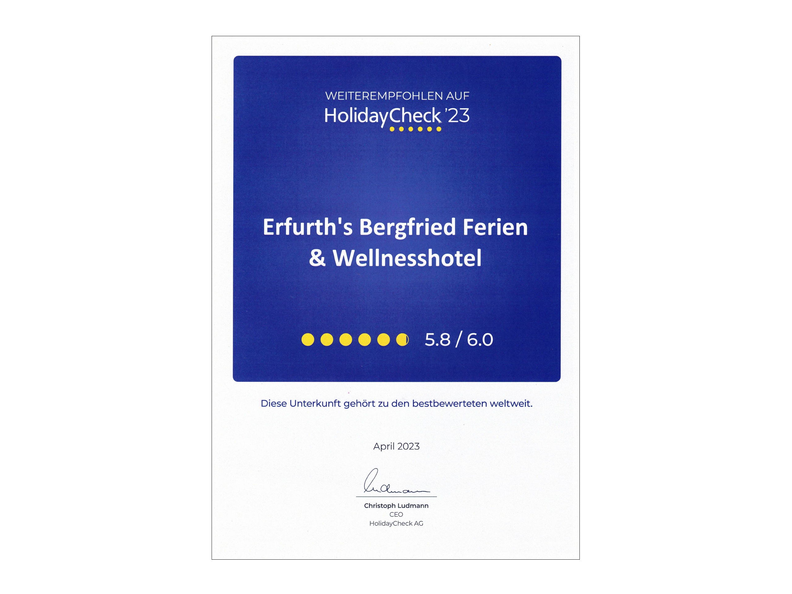 Auszeichnung HolidayCheck Auszeichnung HolidayCheck